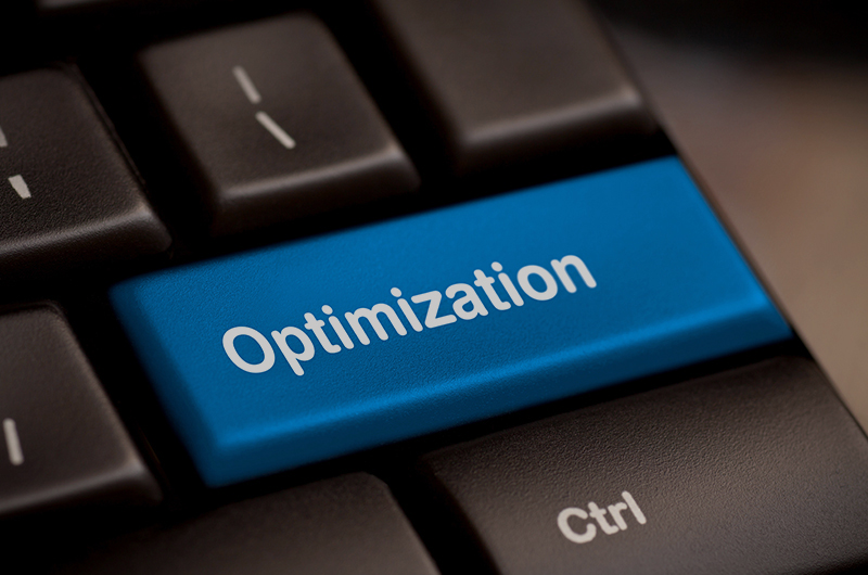 Blue keyboard key with the word Optimization highlighted